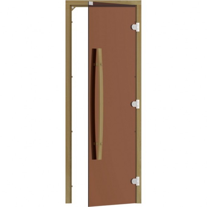 Комплект двери с "бронзовым" стеклом SAWO (кедр, без порога, правая, изогнутая ручка) 741-3SGD-R-1